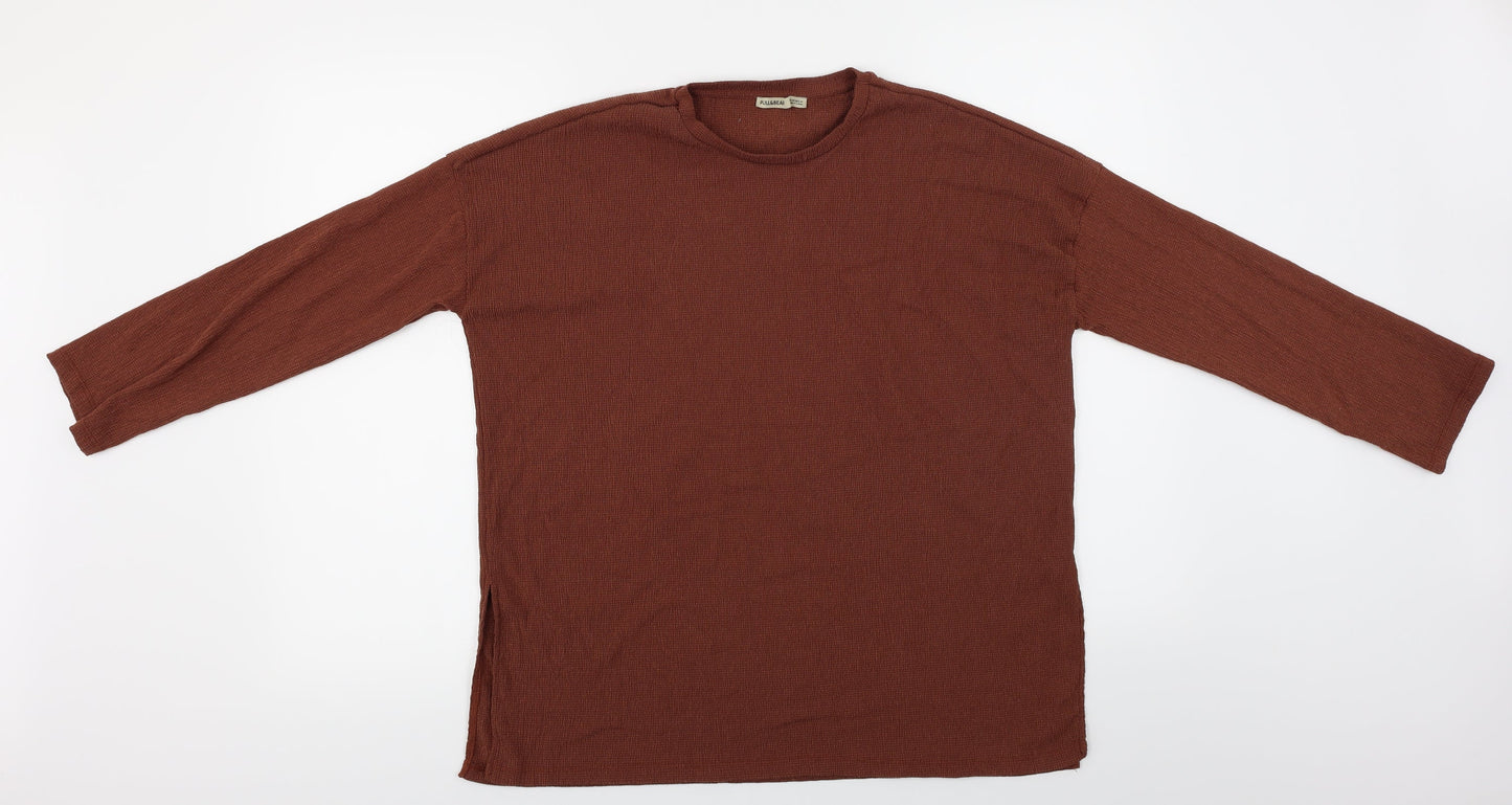 Womens UK Size XS Pull&Bear Brown Basic Blouse