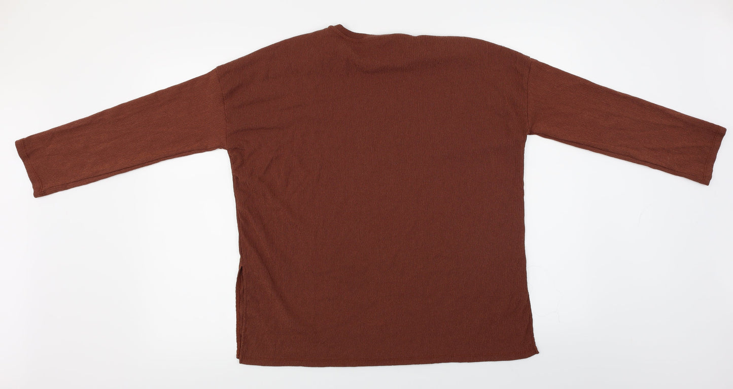 Womens UK Size XS Pull&Bear Brown Basic Blouse