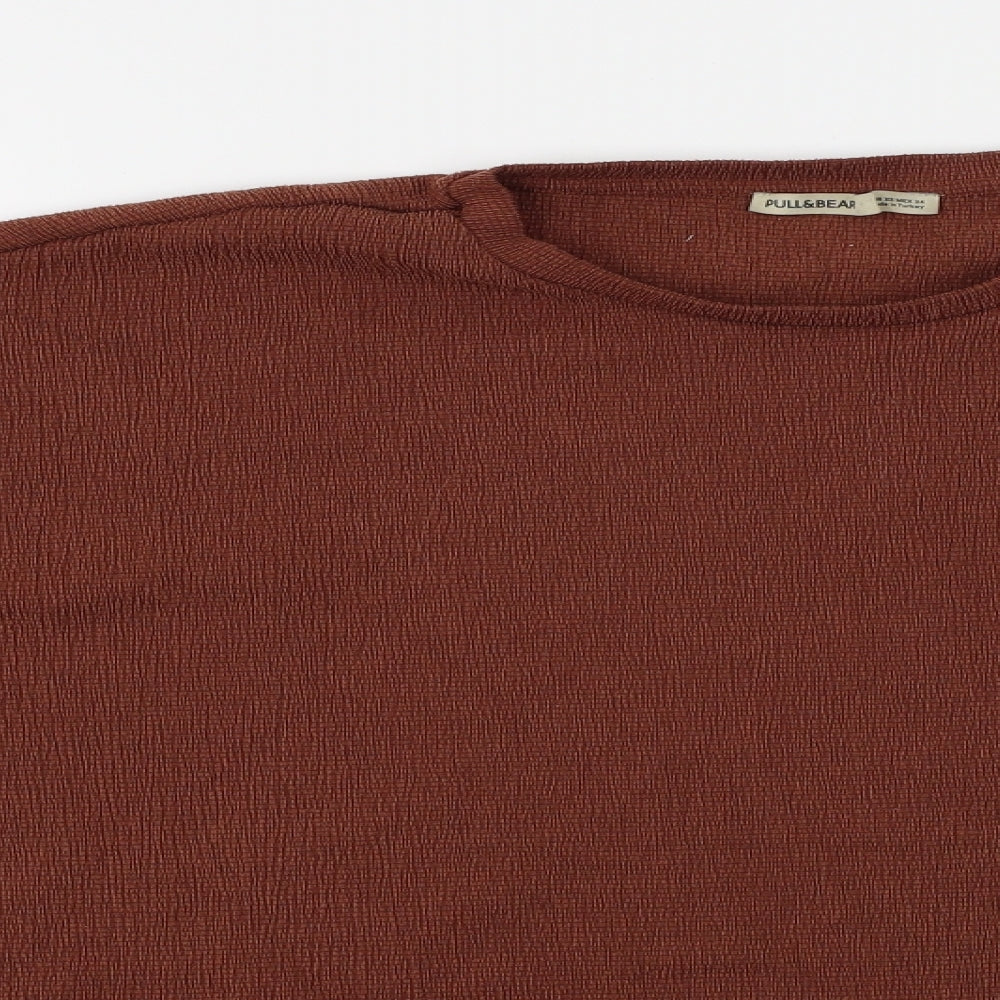 Womens UK Size XS Pull&Bear Brown Basic Blouse