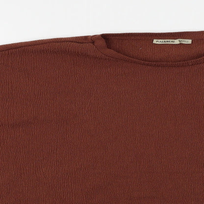 Womens UK Size XS Pull&Bear Brown Basic Blouse