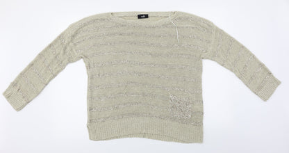 Wallis  Womens Beige Striped  Pullover Jumper Size L