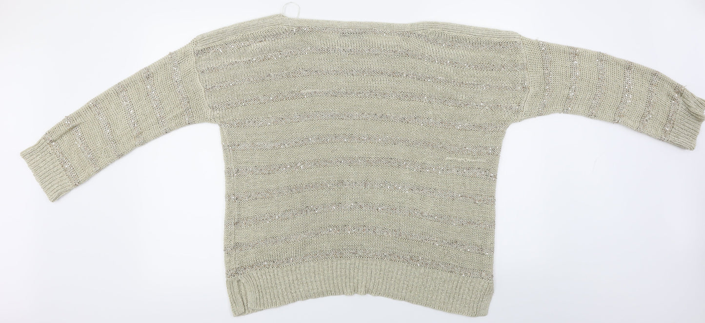 Wallis  Womens Beige Striped  Pullover Jumper Size L