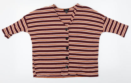 New Look  Womens Purple Striped  Cardigan Jumper Size M
