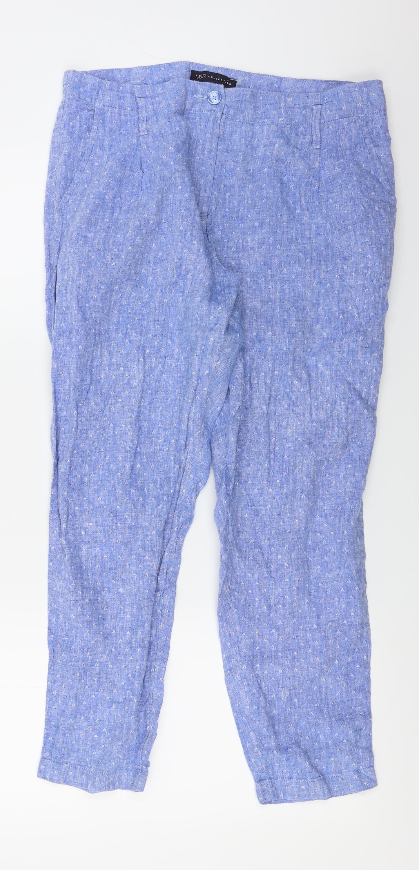 Womens UK Size 12 Marks and Spencer Regular Fit  Blue Trousers
