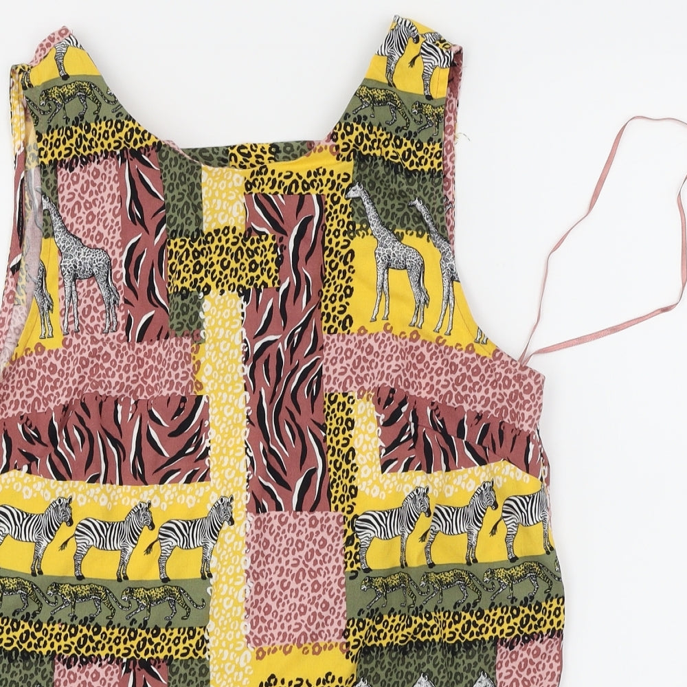 TU Womens Yellow Animal Print  Basic Blouse Size 8