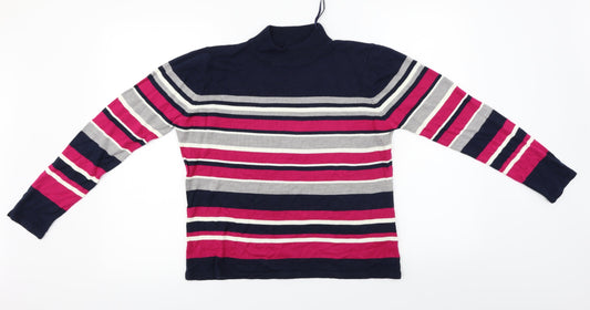bm collection  Womens Blue Striped  Pullover Jumper Size S