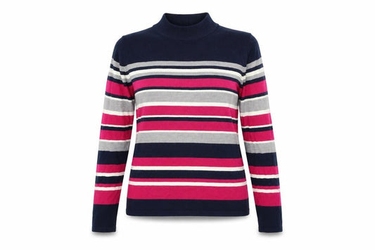 bm collection  Womens Blue Striped  Pullover Jumper Size S