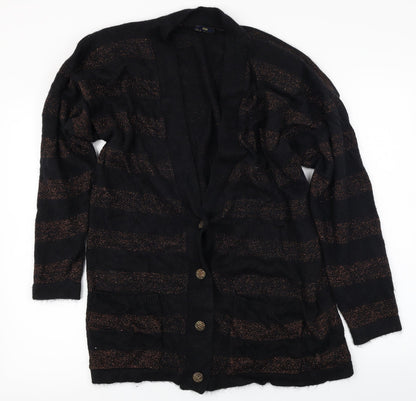 Your Sixth Sense  Womens Black Striped  Cardigan Jumper Size 12