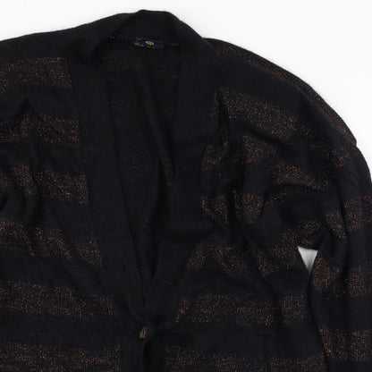 Your Sixth Sense  Womens Black Striped  Cardigan Jumper Size 12