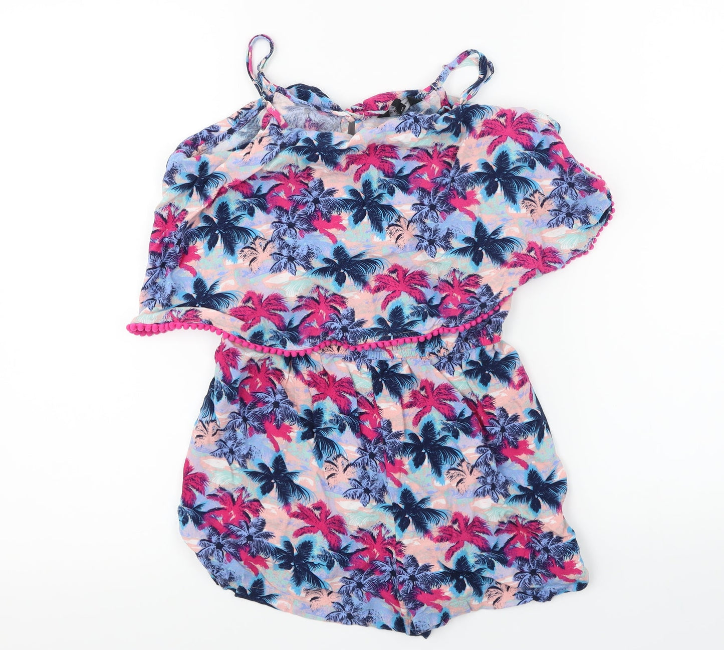 Candy Couture  Girls Blue Floral  Jumpsuit One-Piece Size 13 Years