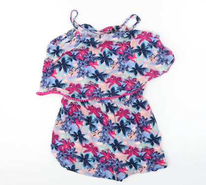 Candy Couture  Girls Blue Floral  Jumpsuit One-Piece Size 13 Years