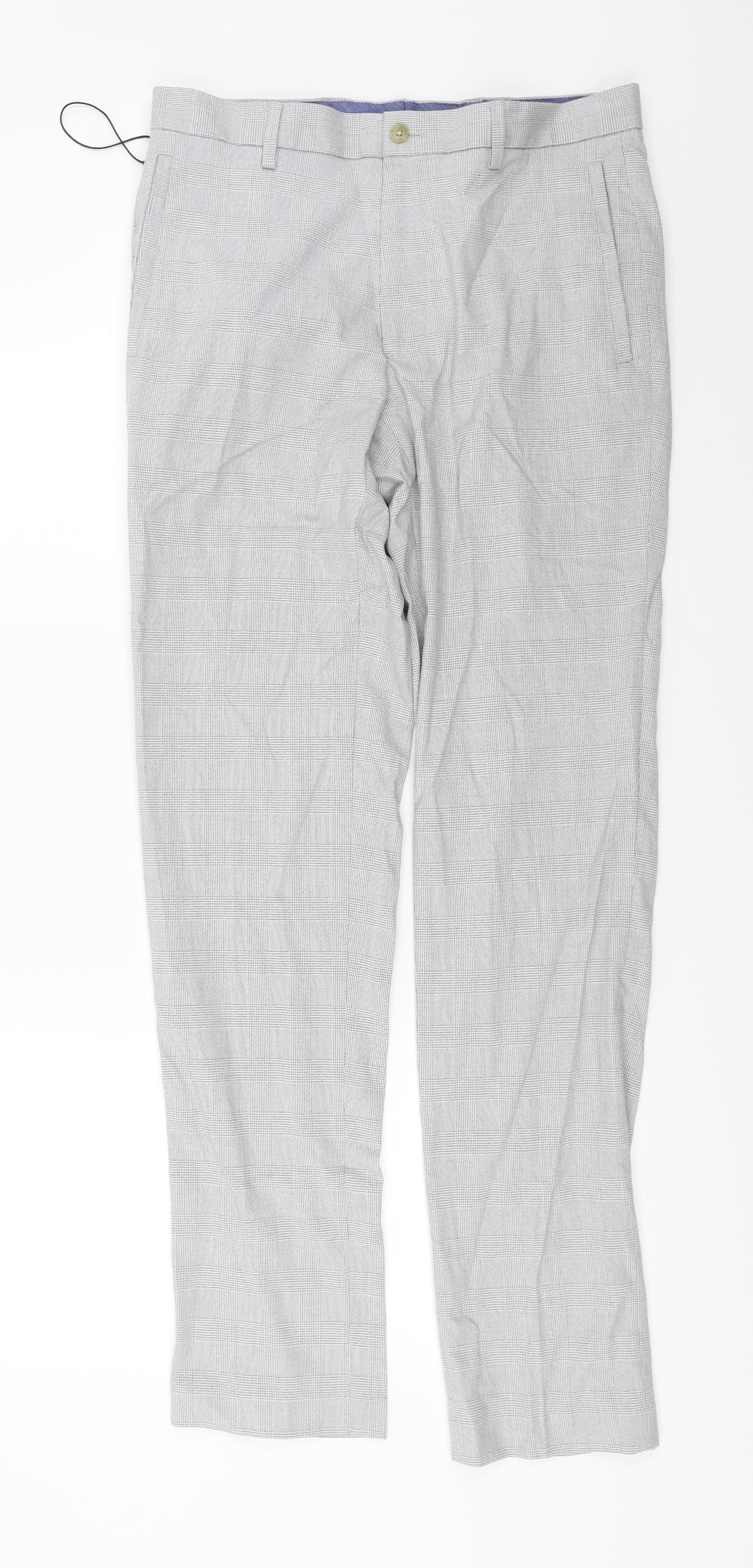 Marks and Spencer  Mens Grey Check  Trousers  Size 30 in L30 in