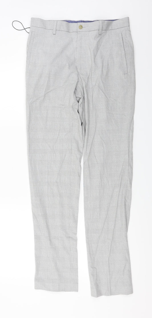 Marks and Spencer  Mens Grey Check  Trousers  Size 30 in L30 in