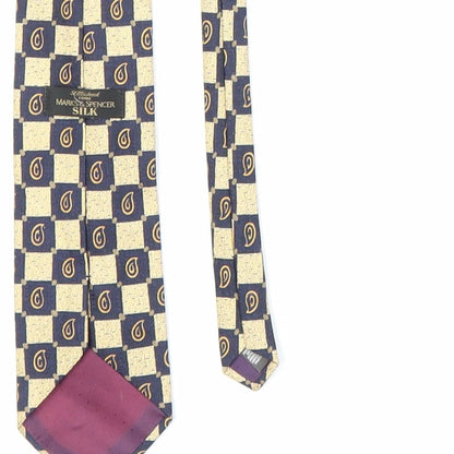 M&S Mens Gold Plaids & Checks  Pointed Tie One Size