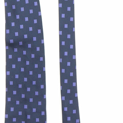 M&S Mens Blue Plaids & Checks  Pointed Tie One Size