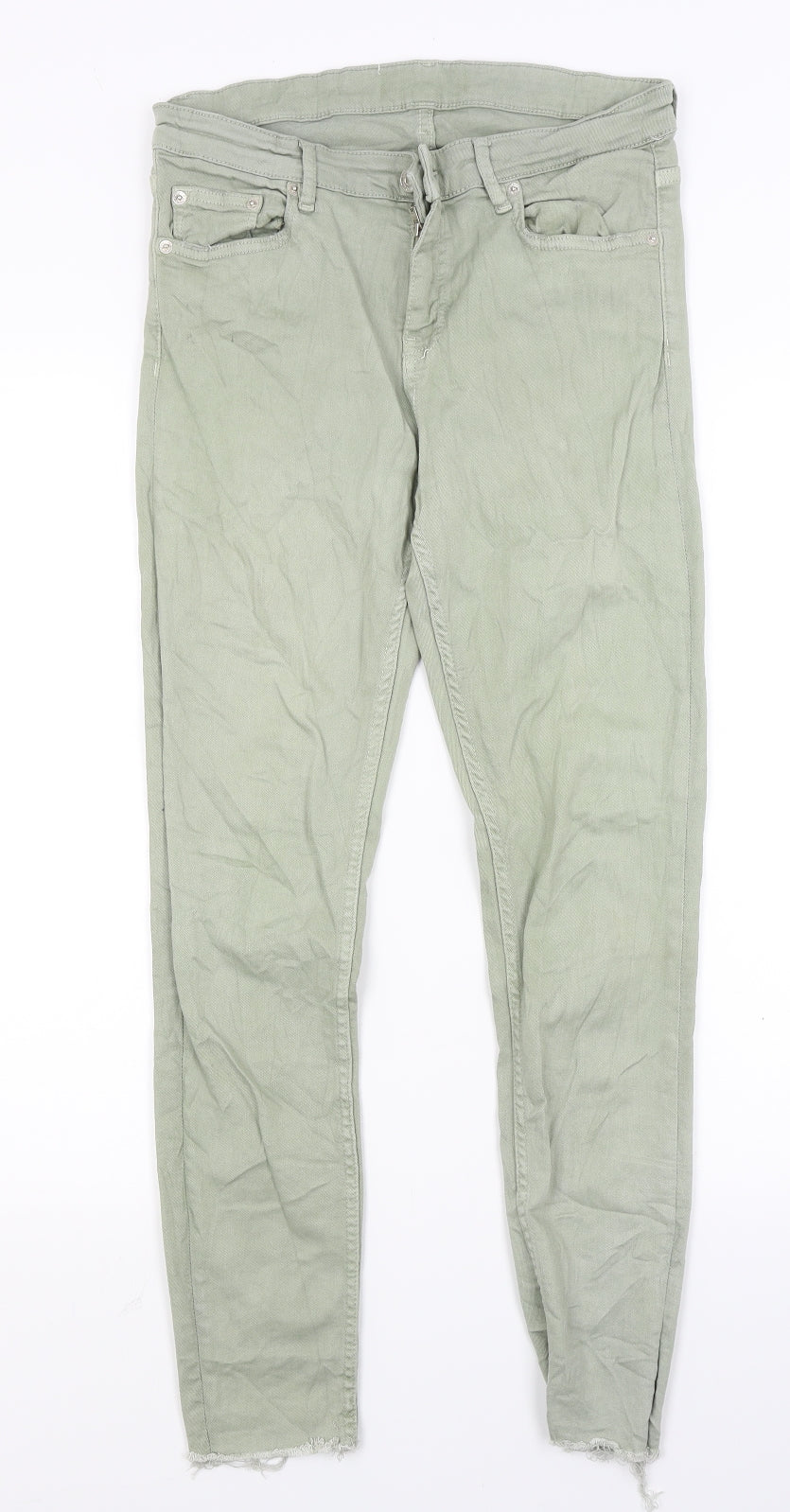 Womens UK Size 8 Preworn Regular Fit Skinny Green Jeans