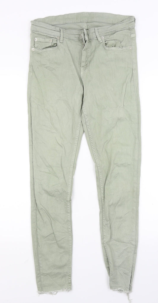 Womens UK Size 8 Preworn Regular Fit Skinny Green Jeans
