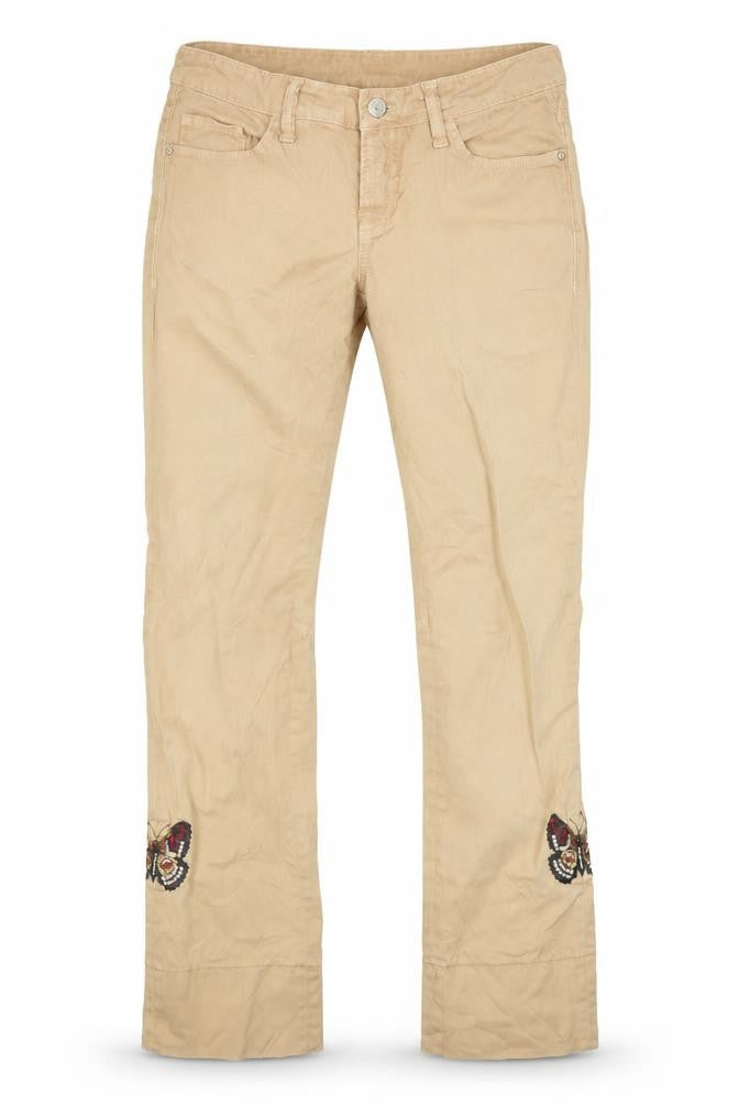 Womens UK Size 28 in Cambio Regular Fit Straight Beige Jeans
