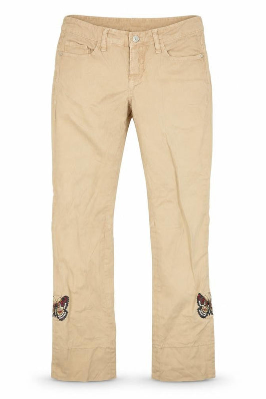 Womens UK Size 28 in Cambio Regular Fit Straight Beige Jeans