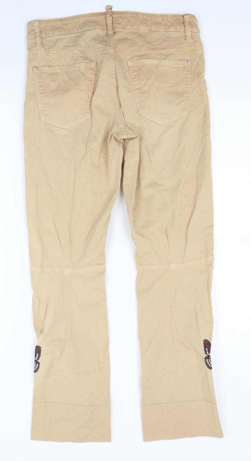 Womens UK Size 28 in Cambio Regular Fit Straight Beige Jeans