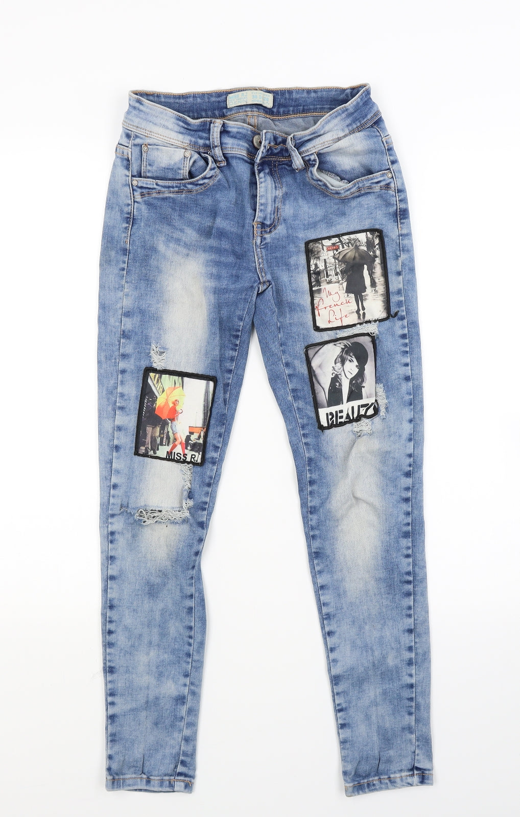 Womens UK Size 8 Miss Rj Regular Fit Skinny Blue Jeans