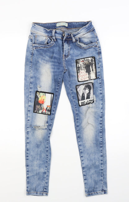 Womens UK Size 8 Miss Rj Regular Fit Skinny Blue Jeans
