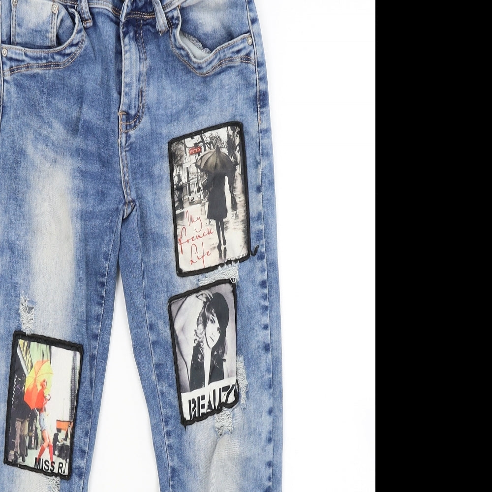 Womens UK Size 8 Miss Rj Regular Fit Skinny Blue Jeans
