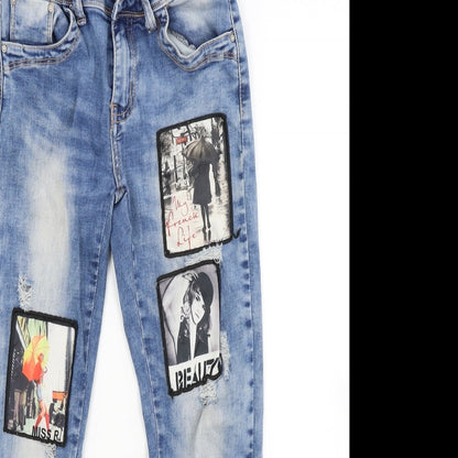 Womens UK Size 8 Miss Rj Regular Fit Skinny Blue Jeans