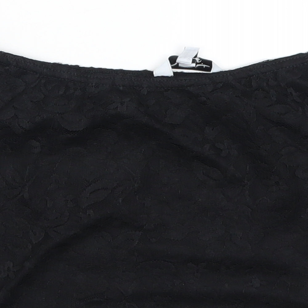 Womens UK Size 12 New Look Black Cropped T-Shirt