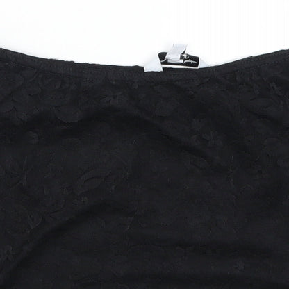 Womens UK Size 12 New Look Black Cropped T-Shirt