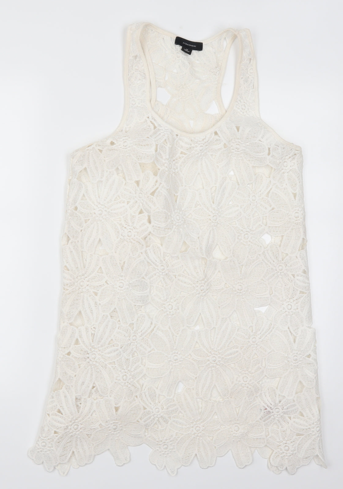 Atmosphere Womens White Floral Lace Basic Tank Size M