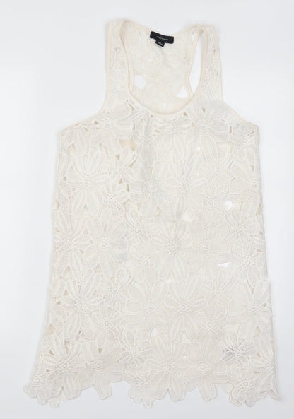 Atmosphere Womens White Floral Lace Basic Tank Size M