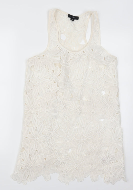 Atmosphere Womens White Floral Lace Basic Tank Size M
