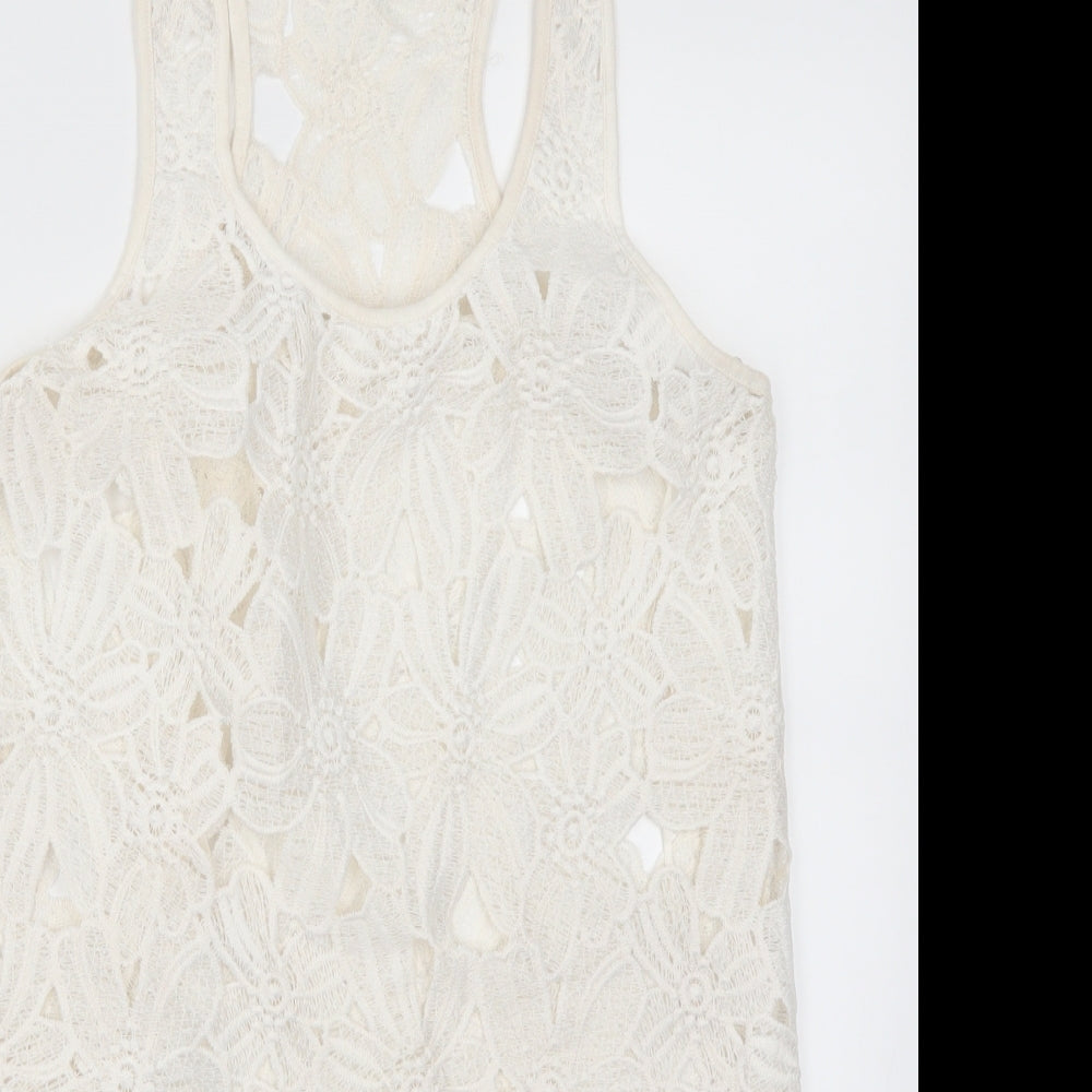 Atmosphere Womens White Floral Lace Basic Tank Size M