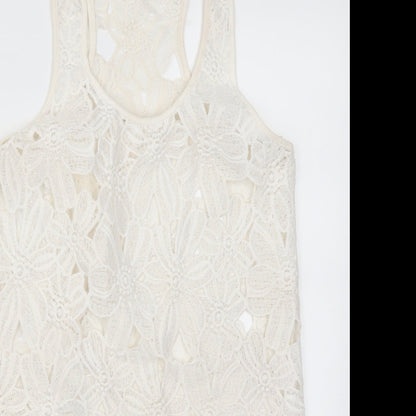 Atmosphere Womens White Floral Lace Basic Tank Size M