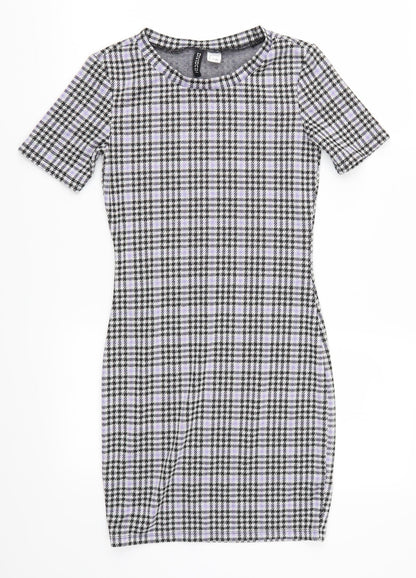 H&M Womens Purple Houndstooth  Mini  Size S