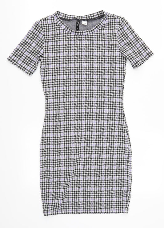 H&M Womens Purple Houndstooth  Mini  Size S