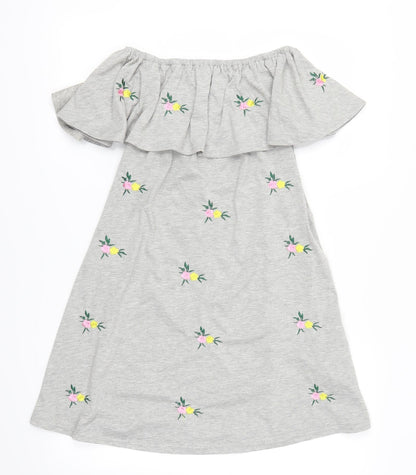 New Look Womens Grey Floral  A-Line  Size 8