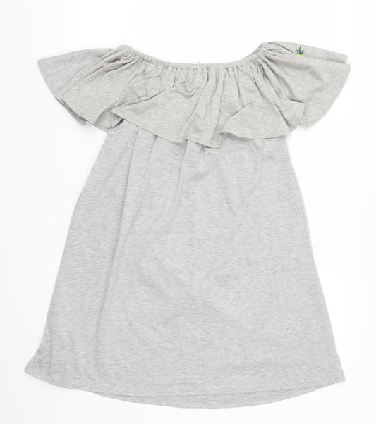 New Look Womens Grey Floral  A-Line  Size 8