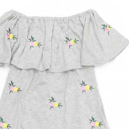 New Look Womens Grey Floral  A-Line  Size 8