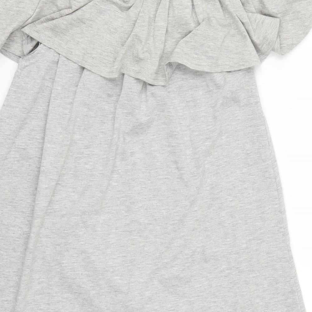 New Look Womens Grey Floral  A-Line  Size 8