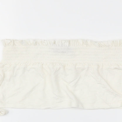Pretty Little Thing  Womens White   Cropped T-Shirt Size 10