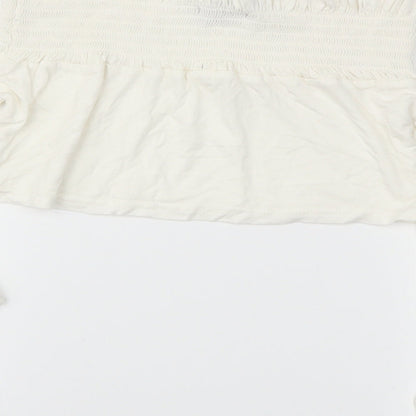 Pretty Little Thing  Womens White   Cropped T-Shirt Size 10