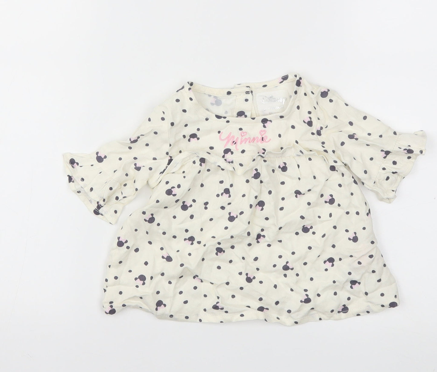 Primark Girls White Animal Print  Basic T-Shirt Size 6-9 Months