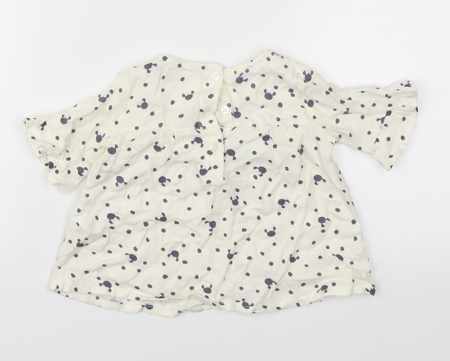 Primark Girls White Animal Print  Basic T-Shirt Size 6-9 Months