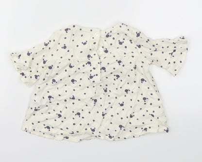 Primark Girls White Animal Print  Basic T-Shirt Size 6-9 Months