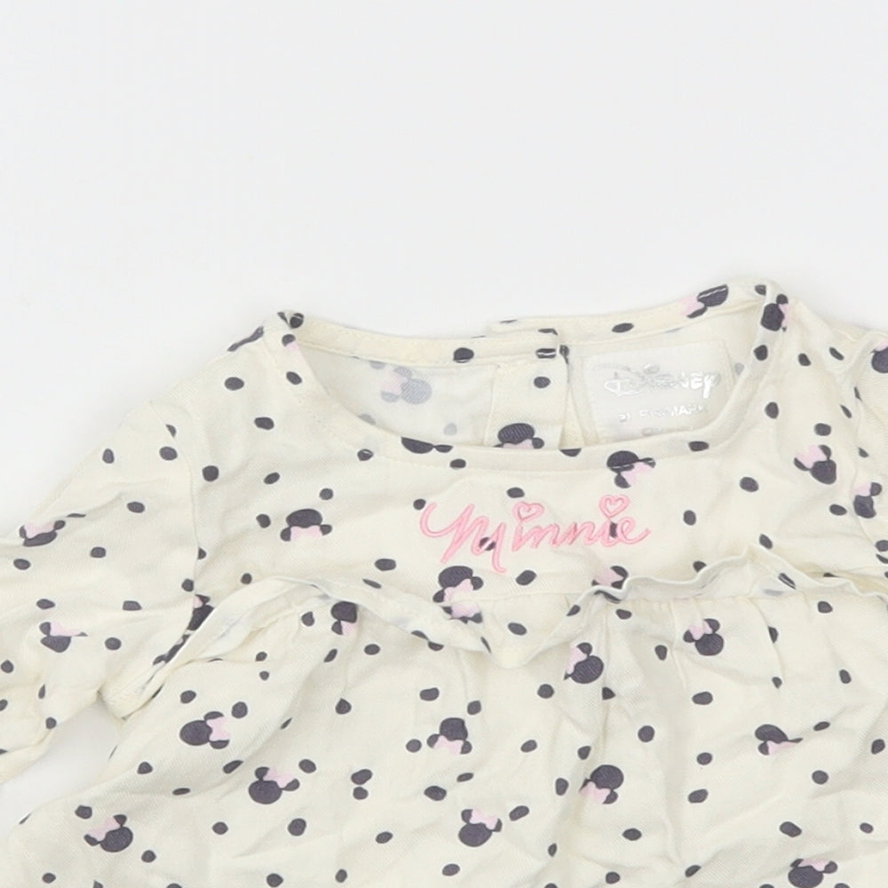 Primark Girls White Animal Print  Basic T-Shirt Size 6-9 Months