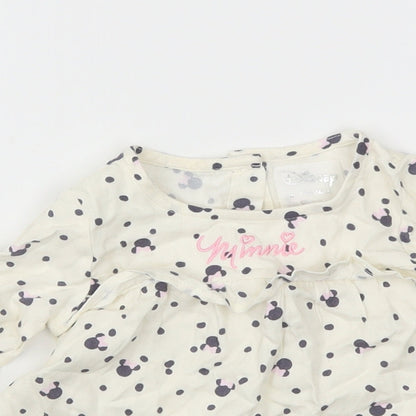 Primark Girls White Animal Print  Basic T-Shirt Size 6-9 Months