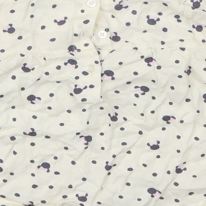 Primark Girls White Animal Print  Basic T-Shirt Size 6-9 Months