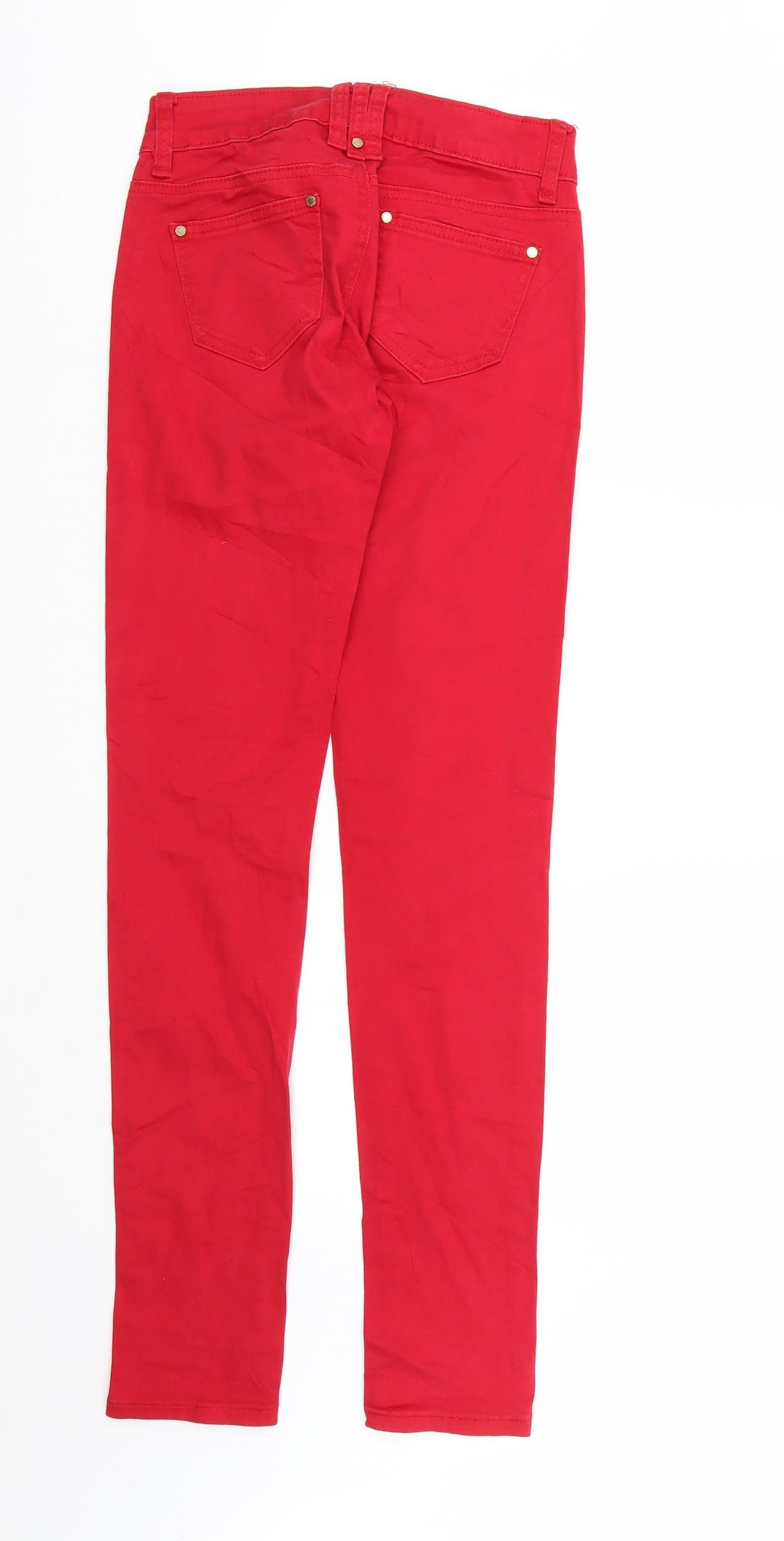 Womens UK Size XS Preworn Regular Fit Skinny Red Jeans